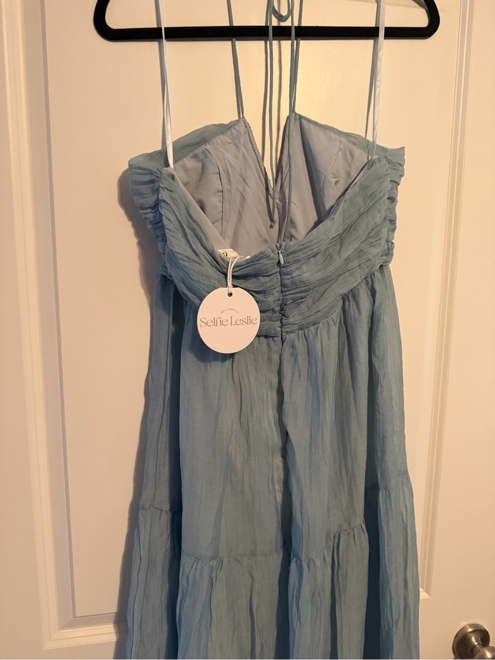 Ice Blue Maxi Halter Dress - Elegant Summer Dress - Picture 5 of 7